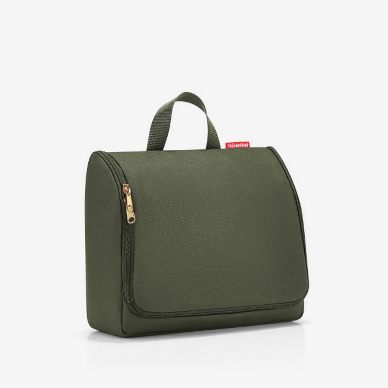 Beauty da viaggio XL verde foresta con cerniere oro, con inserti da aprire, specchio removibile e possibilità di essere appeso - il regalo ideale per viaggiatori